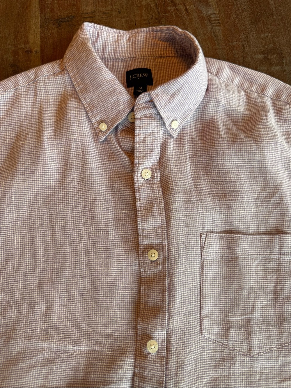 J. Crew Men's Pale purple short sleeved linen Button-Down Shirt